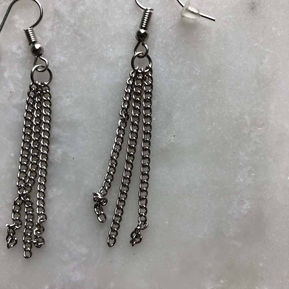 Silver Chain Dangling Earrings - image 2